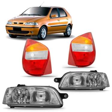 Imagem de Kit Farol Com Lanterna Traseira Palio Fire 2001 2002 2003 2004 2005 20