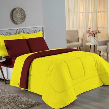 Imagem de Kit Edredom Dupla Face + Jogo de Lençol Solteiro Nobre 4 peças Malha 1