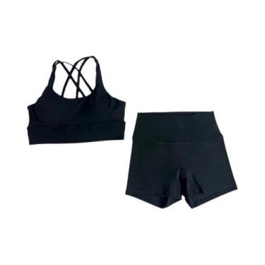 Imagem de Conjunto De Shorts De Yoga De Cintura Alta E Top Esportivo Com Alças P