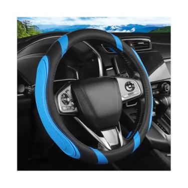 Imagem de FALVFUN Capa de volante de carro, protetor de volante antiderrapante de couro de 36,8 a 38 cm, acessórios de decoração de interiores automotivos respiráveis, universal para van caminhão RV (azul claro
