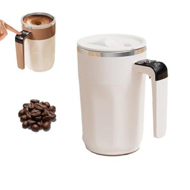 Imagem de Caneca de café com agitação magnética automática, nova caneca de café elétrica 2026 com visor de temperatura, canecas recarregáveis de agitação automática com tampa para café, chocolate, leite, chá