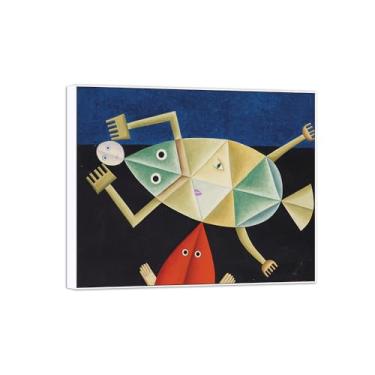 Imagem de Victor Brauner famosa pintura em tela de arte de parede pronta para pendurar - figura no espaço - imagem em moldura branca para decoração de sala de estar 70 x 85 cm 27 x 33 pol