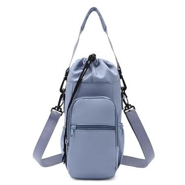 Imagem de Bolsa transversal para garrafa de água, bolsa de ombro ao ar livre, bolsa de garrafa de água portátil de grande capacidade, Azul