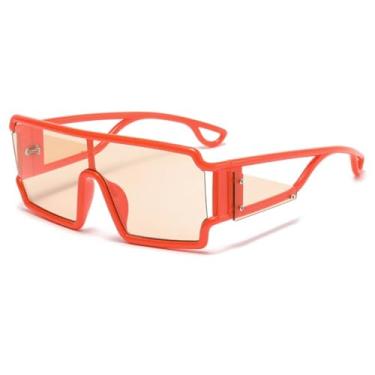 Imagem de Óculos de Sol Vintage Oversized Femininos e Masculinos, Estilo Punk, Modelo Monobloco (Laranja Champagne)