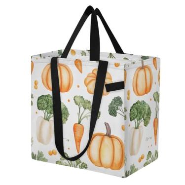 Imagem de SEHANY Sacolas de compras reutilizáveis de vegetais em aquarela com alças reforçadas, bolsa de compras de lona dobrável à prova d'água de grande capacidade para viagem, cozinha, praia