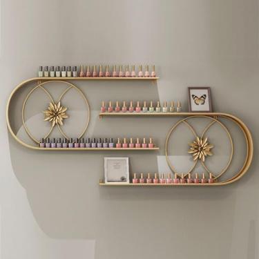Imagem de Prateleira flutuante prateleiras flutuantes em forma de U suporte de esmalte, vitrines multifunções para garrafa de esmalte, organizador de armazenamento de unhas, suporte de parede de salão (cor