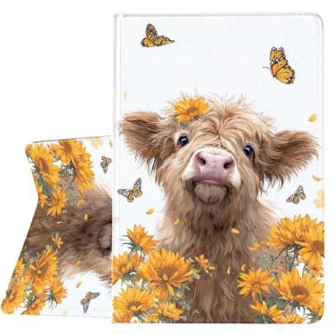 Imagem de ZHJLZQAI Capa para Samsung Galaxy Tab A11 / Tab A9 de 8,7 polegadas 2025/2023, couro protetor fino, despertar/hibernar automaticamente, suporte de ângulo de visão ajustável. Flor borboleta de vaca