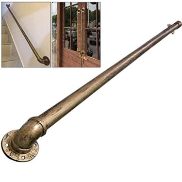 Imagem de DKXCOSQ Corrimão de cobre dourado vintage para escadas internas ao ar livre montagem na parede corrimão trilho de mão assistivo escada corrimão tubo de água metal ferro forjado 30 cm ~ 600 cm (tamanho