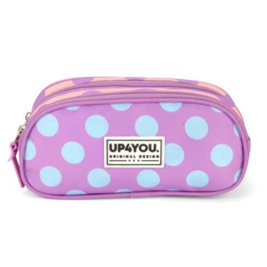 Imagem de Estojo Escolar Duplo Bolinhas Roxo Up4You - Luxcel