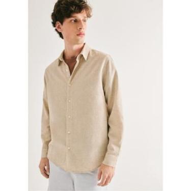 Imagem de Camisa Masculina Manga Longa Slim Com Linho-Masculino