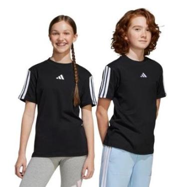 Imagem de CAMISETA M/C ESSENTIALS 3 STRIPES JD6487 - PRETO/BRANCO 13/14A-Unissex