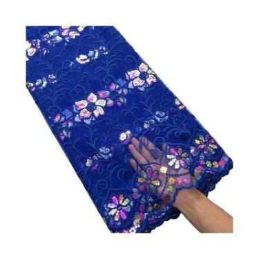 Imagem de Tecido De Renda Africana Com Lantejoulas, Tule Nigeriano, Renda France