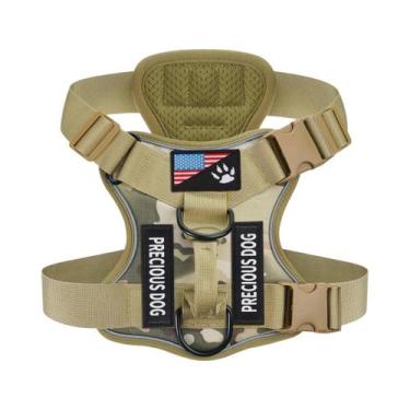 Imagem de Coleira Tática Para Cães Grandes, Anti-Puxão, Refletiva Noturna, Colet