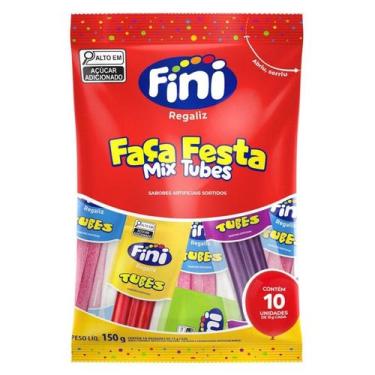 Imagem de Balas Fini Tubes Festa Mix 10 Pacotinhos 15G Cada Total 150G