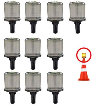 Imagem de Sinalizador Viario Solar Kit 10 Uni Sinaliza Rodovia Emergencia Estrada Cone Alerta Atencao Rua Obra