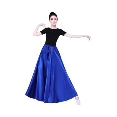 Imagem de Saia Longa De Dança Do Ventre Espanhola Em Cetim Brilhante Com 14 Core