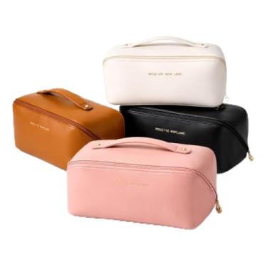 Imagem de Necessaire Feminina Porta Maquiagem Higiene Organizador Viagem Academia Estojo Cosmeticos Maleta com Alça Abre 90° Blogueira Influencer (ROSA)