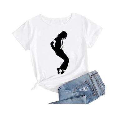 Imagem de Camiseta Gráfica Michael Jackson plus Size Para Mulheres, Estilo Haraj