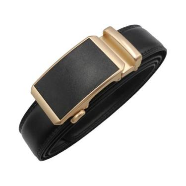 Imagem de Cinto Masculino De Luxo Em Couro Genuíno Preto Com Fivela Automática P