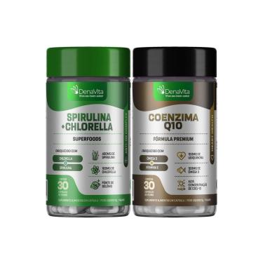 Imagem de Kit NutriBoost Coenzima Q10, Ômega 3, Vitamina E, TCM e Spirulina Com Chlorela 2x1 Vegano, Denavita-Unissex