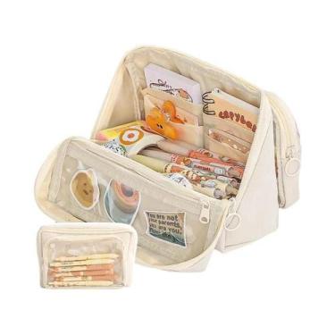 Imagem de Estojo De Lápis De Grande Capacidade, Dupla Face, Destacável, Com 9 Ca