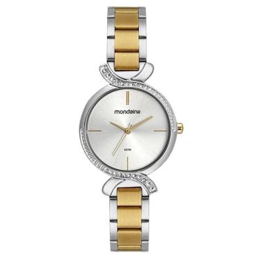 Imagem de Relógio Mondaine Cistais Prata Dourado Feminino 32496LPMVBE2-Feminino