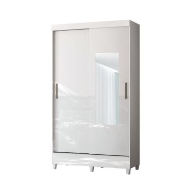Imagem de Guarda-roupa Solteiro 2 Portas 2 Gavetas Com Espelho Branco