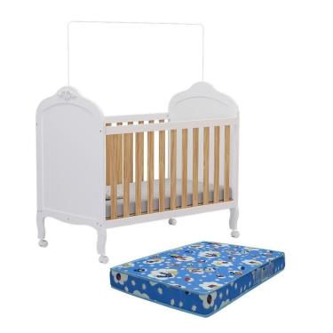 Imagem de Berço Americano Elô 3 Em 1 Branco Brilho/amêndoa Com Colchão Baby Physical - Móveis Peroba