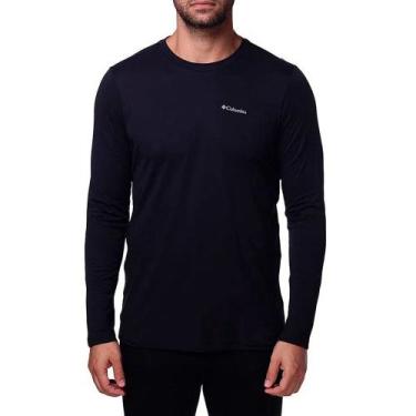 Imagem de Camiseta Columbia Masculina Neblina Manga Longa, P, Preto