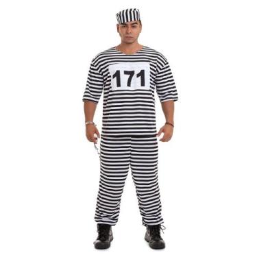 Imagem de Fantasia Presidiário Ladrão Calça Adulto - Alegria Alegria, P