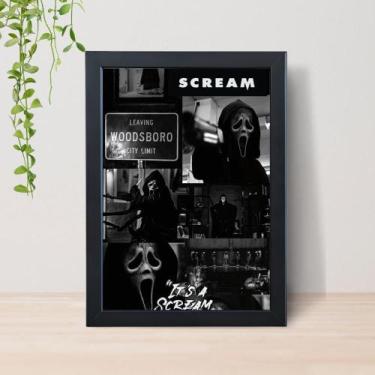 Imagem de Quadro Panico Ghost Face Scream A4 C/ Moldura e Vidro 01 Cor: Preto - 