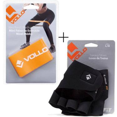 Imagem de Kit 01 Luva De Musculação Vollo Training  Academia+ 01 Mini Faixa De Exercício Mini Band Vollo
