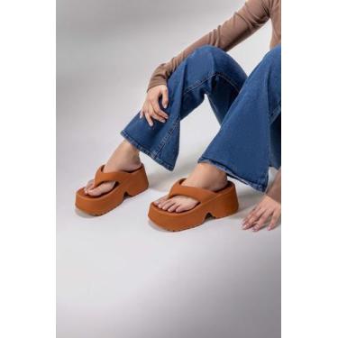 Imagem de Sandália Plataforma Feminina Estilo Chunky Salto Alto Confortável Sola