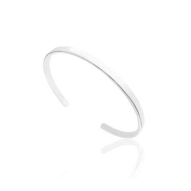 Imagem de Bracelete Liso Feminino Ajustável 4mm Banhado a Prata 925 - Tropical J