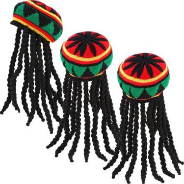 Imagem de Fantasia Rasta Hat SATINIOR para homens com peruca preta Dreadlocks