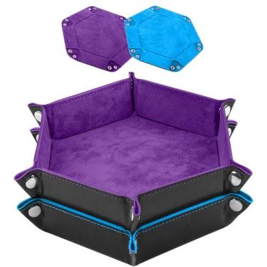 Imagem de Bandeja de dados SIQUK Hexagon PU Leather para jogos de mesa RPG DND