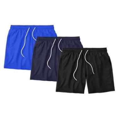 Imagem de Kit 3 Shorts Masculino Liso Básico Bermuda Tactel Água Praia Treino Academia Corrida-Masculino