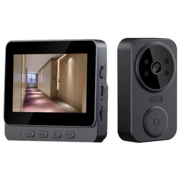 Imagem de Campainha Inteligente Sem Fio Segurança Residencial Tela LCD Monitor P