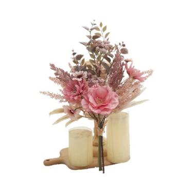 Imagem de Buquê De Flores Artificiais De Peônia E Margarida Em Seda, Decoração P