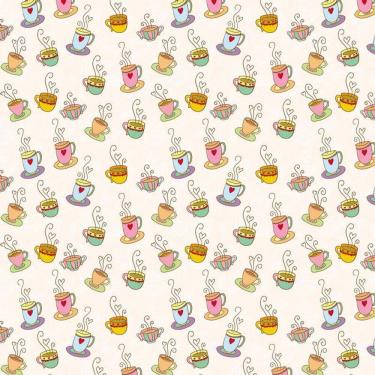 Imagem de Papel Parede Café Chá Xicaras Coloridas Autocolante Lavável