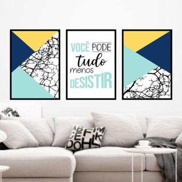 Imagem de Kit 3 Quadros Decorativos Você Pode Tudo - Geométrico