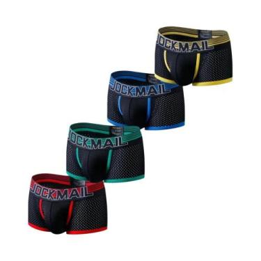 Imagem de Cuecas Boxer Masculinas Em Malha Respirável, Pacote Com 4 Peças, Jockm