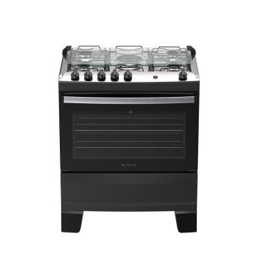 Imagem de Fogão 5 Bocas Atlas Agile Up Automático Mesa Inox Preto Bivolt