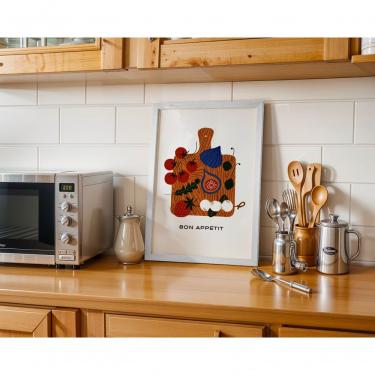 Imagem de Quadro Decorativo Bon Appétit Retangular 30X40 em Canvas com Vidro Moldura Caixa para Cozinha Preto