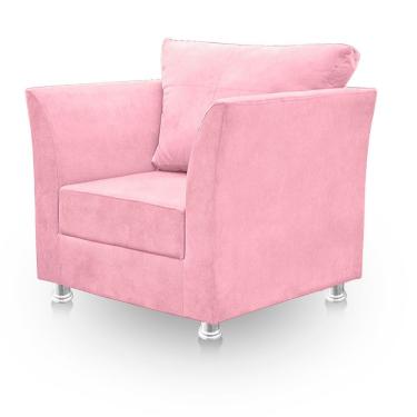 Imagem de Poltrona Decorativa Lisboa Para Sala e Quarto Suede Assento Espuma D23 Rosa Tucanos Estofados