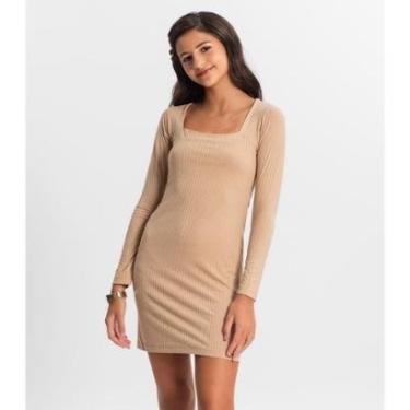 Imagem de Vestido Juvenil Manga Longa Em Ribana Minty Marrom-Feminino