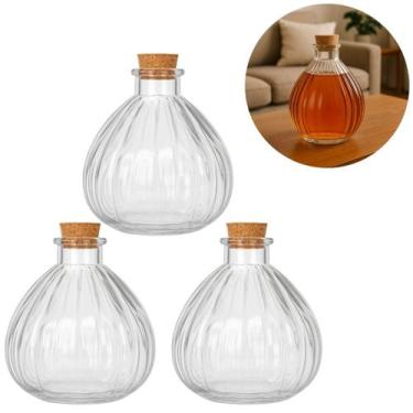 Imagem de 3 Mini Garrafas de Vidro Multiuso 125ml P/ Whisky Com Tampa - Floripa