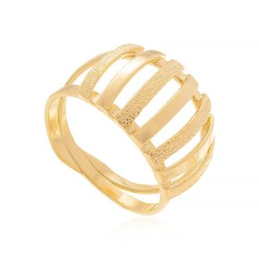 Imagem de Anel Rommanel Filetes Trabalhados Folheado Ouro 511044 Tamanho:22Cor:D
