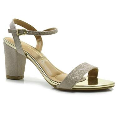 Imagem de Sandália de Festa e Salto Bloco Vizzano, 35, Dourado