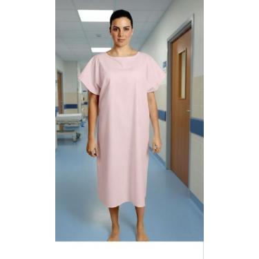 Imagem de Camisola Oxford Hospitalar Mangas Japonesa Aberta Nas Costas - Genéric